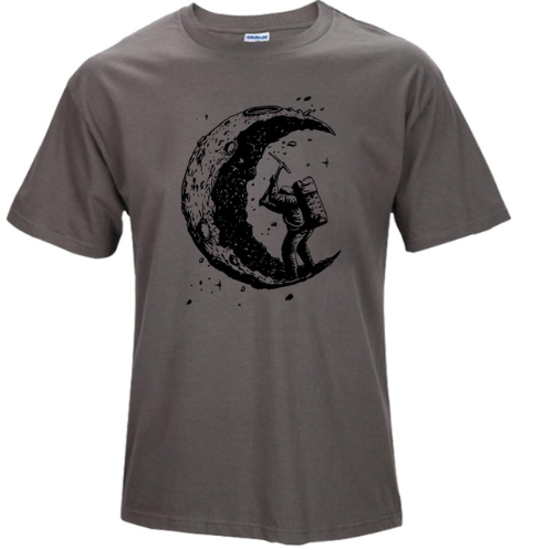 Digging The Moon Print Casual Mens O-neck T Shirt