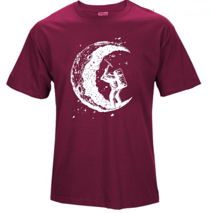 Digging The Moon Print Casual Mens O-neck T Shirt