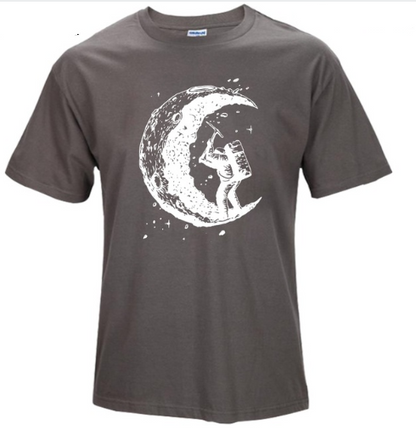 Digging The Moon Print Casual Mens O-neck T Shirt